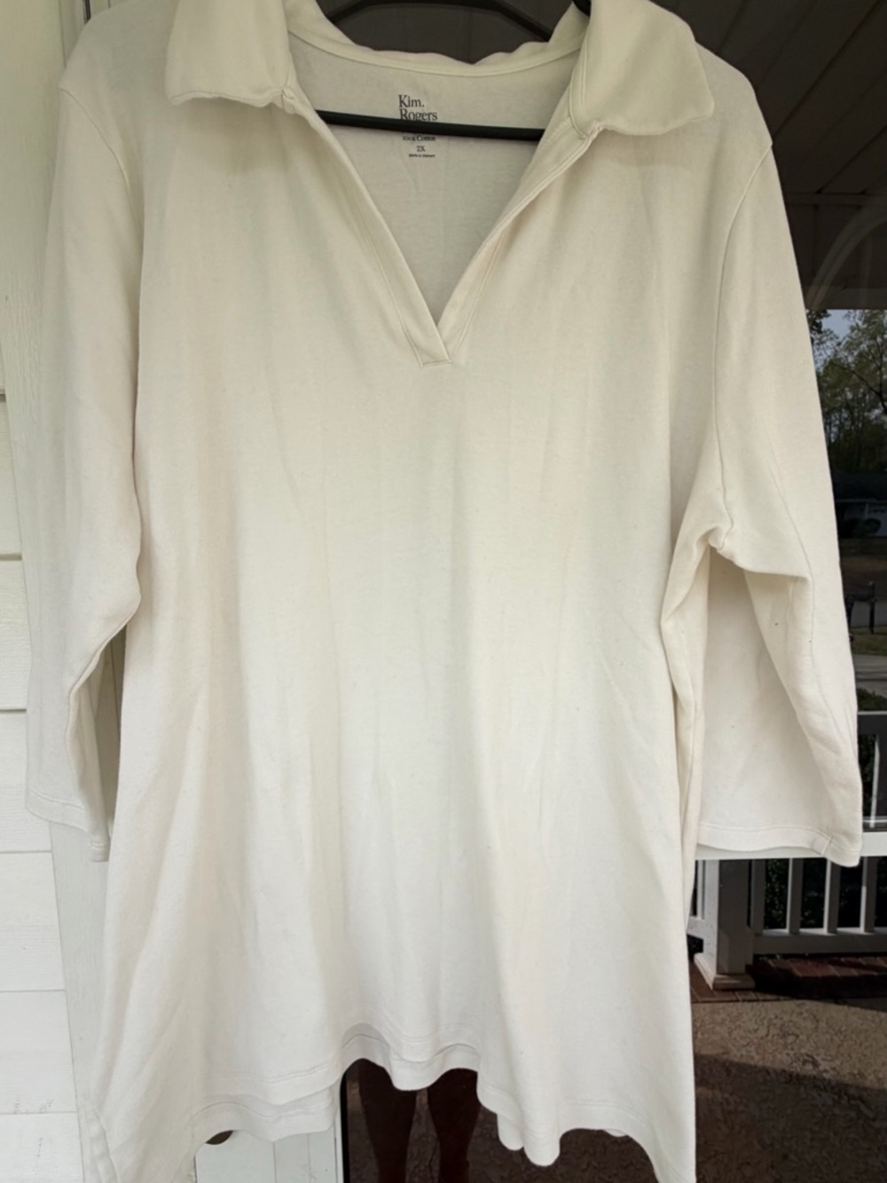 Kim Rogers White V-Neck Collared Top